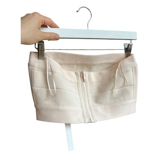 Susana Monaco Womens Beige Strapless Tube top, Zip-Back Crop Top, SM - Picture 8 of 13